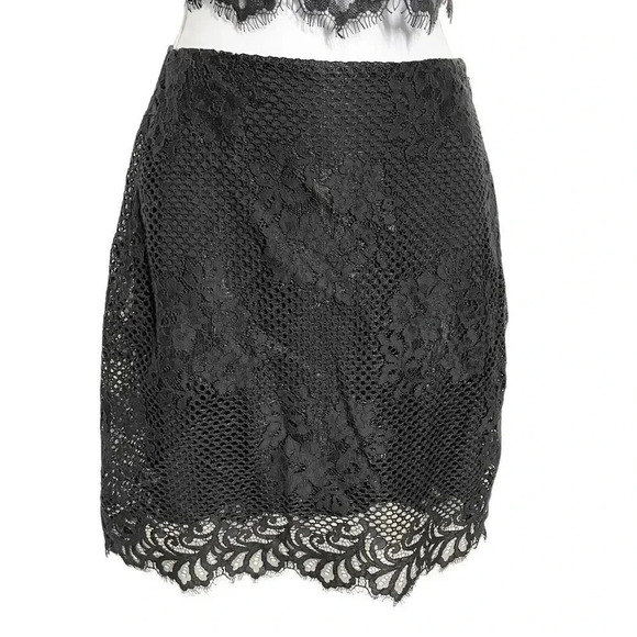 For Love and Lemons Black Lace skirt and crop top size Small Medium set outfit - Picture 8 of 11